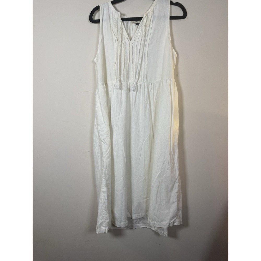 Universal Thread Womens XL Linen Blend Midi Dress White Boho Pintuck Pockets XL